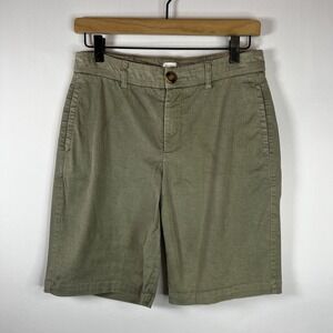Ecru Shorts Women Size 6 The Nash‎ Army Green Khaki Bermuda Chino Tencel Pocket